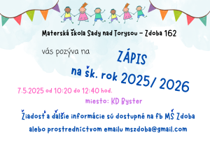 Zápis do MŠ Zdoba